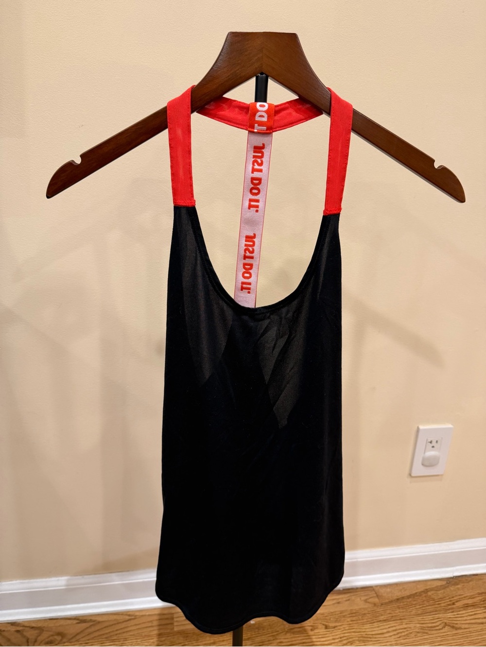 Nike Black Tank Top with Red Straps and Branded Back Ribbon